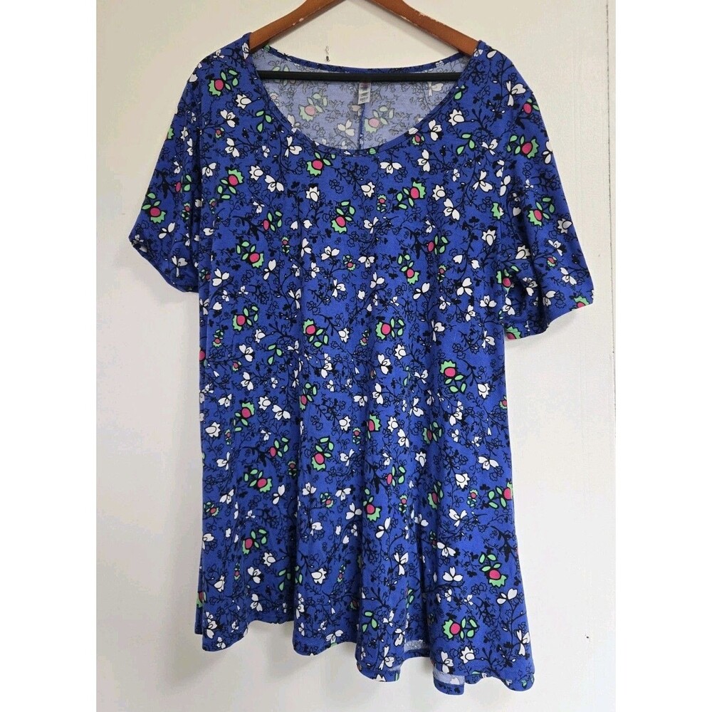 Lularoe Dress Womens 3XL Blue Floral Boho Cottagecore Indie Festival Peasant